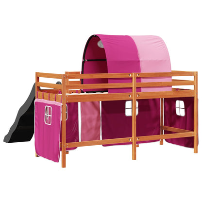 Kids' Loft Bed with Tunnel Pink 80x200 cm Solid Wood Pine