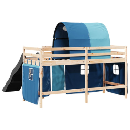 Kids' Loft Bed with Tunnel Blue 90x200 cm Solid Wood Pine