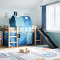 Kids' Loft Bed with Tunnel Blue 90x200 cm Solid Wood Pine