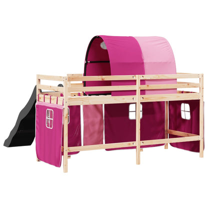 Kids' Loft Bed with Tunnel Pink 90x200 cm Solid Wood Pine