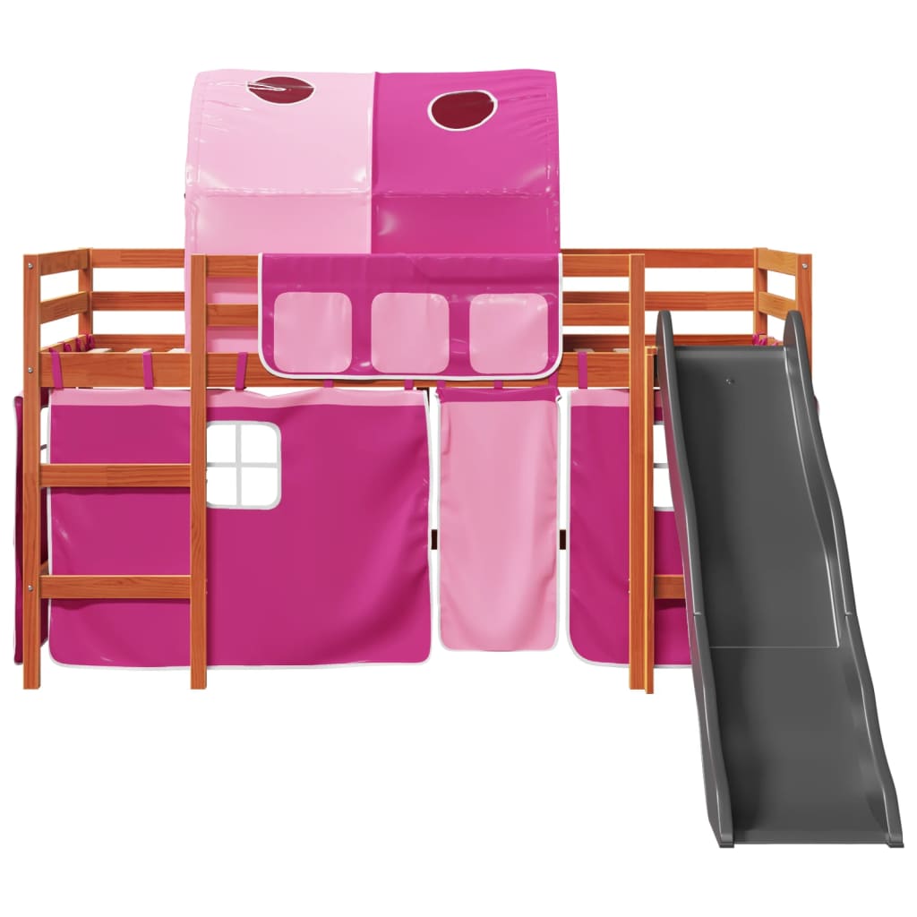 Kids' Loft Bed with Tunnel Pink 90x200 cm Solid Wood Pine