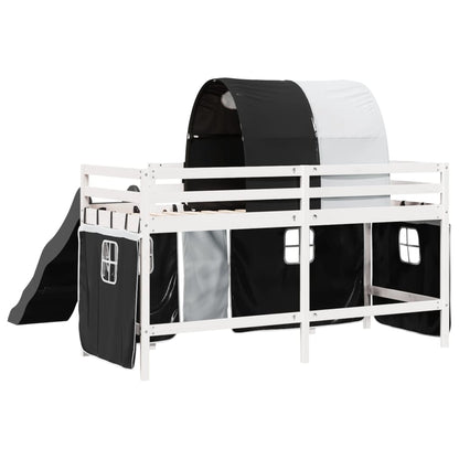 Kids' Loft Bed with Tunnel White&Black 90x190 cm Solid Wood Pine