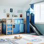 Kids' Loft Bed with Tower Blue 80x200 cm Solid Wood Pine