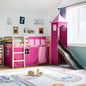 Kids' Loft Bed with Tower Pink 80x200 cm Solid Wood Pine