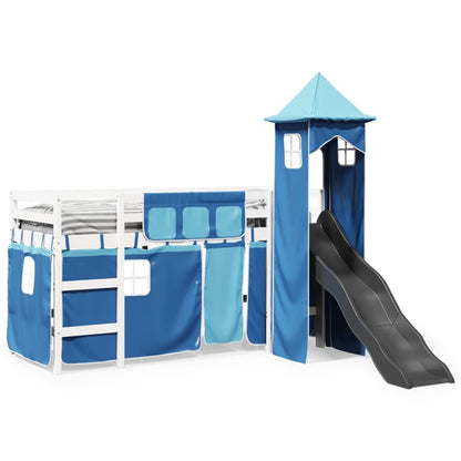 Kids' Loft Bed with Tower Blue 80x200 cm Solid Wood Pine