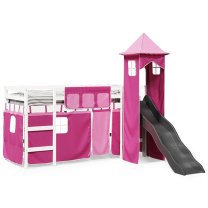 Kids' Loft Bed with Tower Pink 80x200 cm Solid Wood Pine