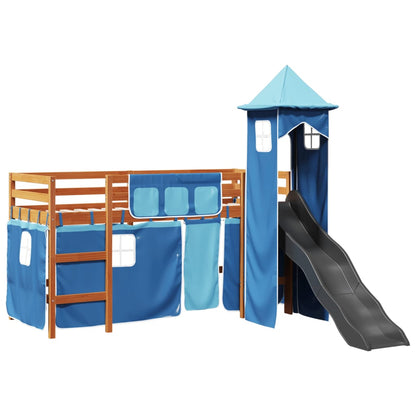 Kids' Loft Bed with Tower Blue 80x200 cm Solid Wood Pine