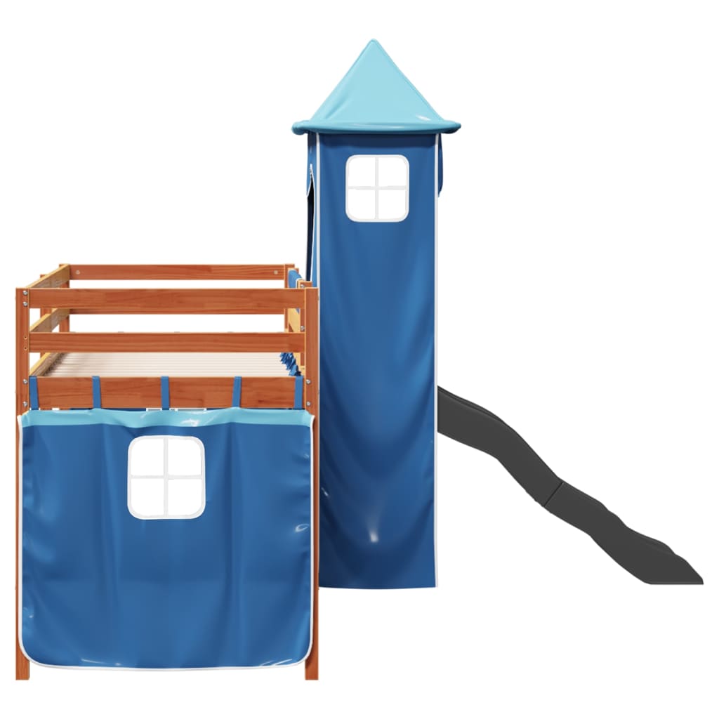 Kids' Loft Bed with Tower Blue 80x200 cm Solid Wood Pine