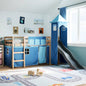 Kids' Loft Bed with Tower Blue 90x190 cm Solid Wood Pine