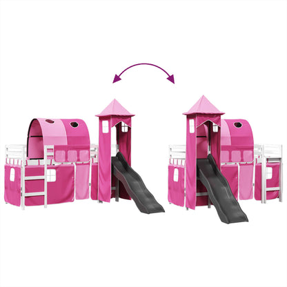 Kids' Loft Bed with Tower Pink 80x200 cm Solid Wood Pine