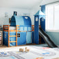 Kids' Loft Bed with Tower Blue 90x190 cm Solid Wood Pine