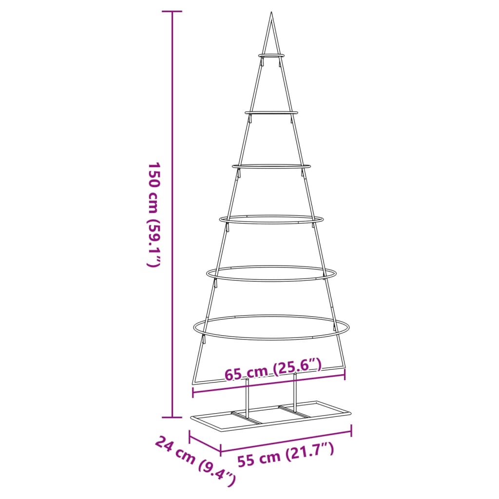 Metal Christmas Tree for Decoration Black 150 cm