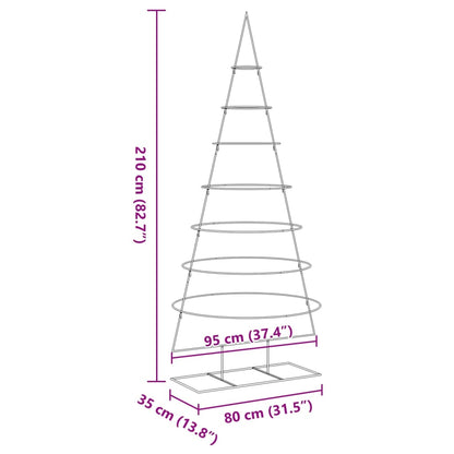 Metal Christmas Tree for Decoration Black 210 cm