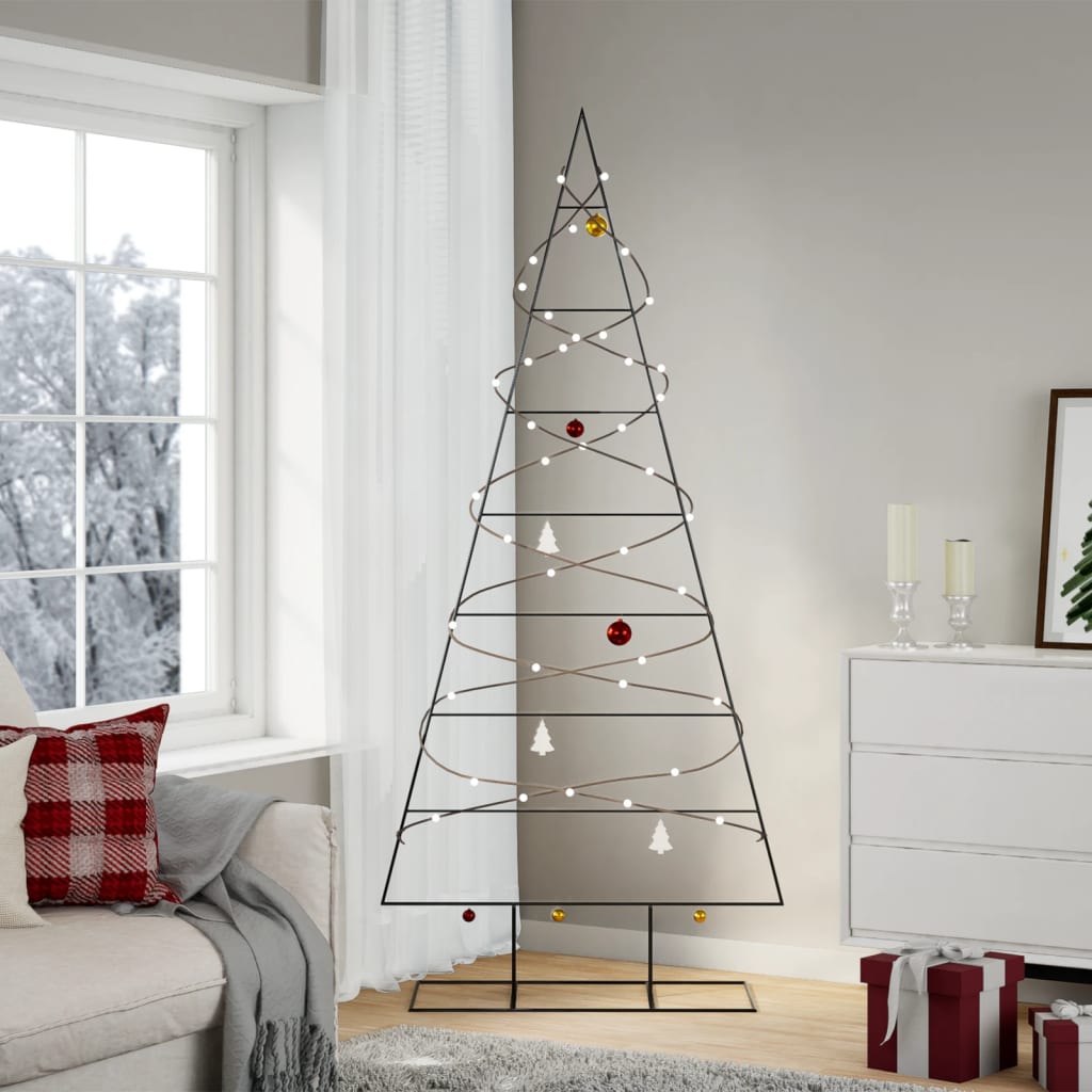 Metal Christmas Tree for Decoration Black 210 cm