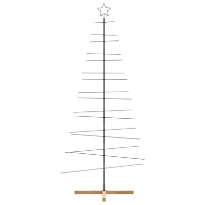 Metal Christmas Tree with Wooden Base Black 210 cm