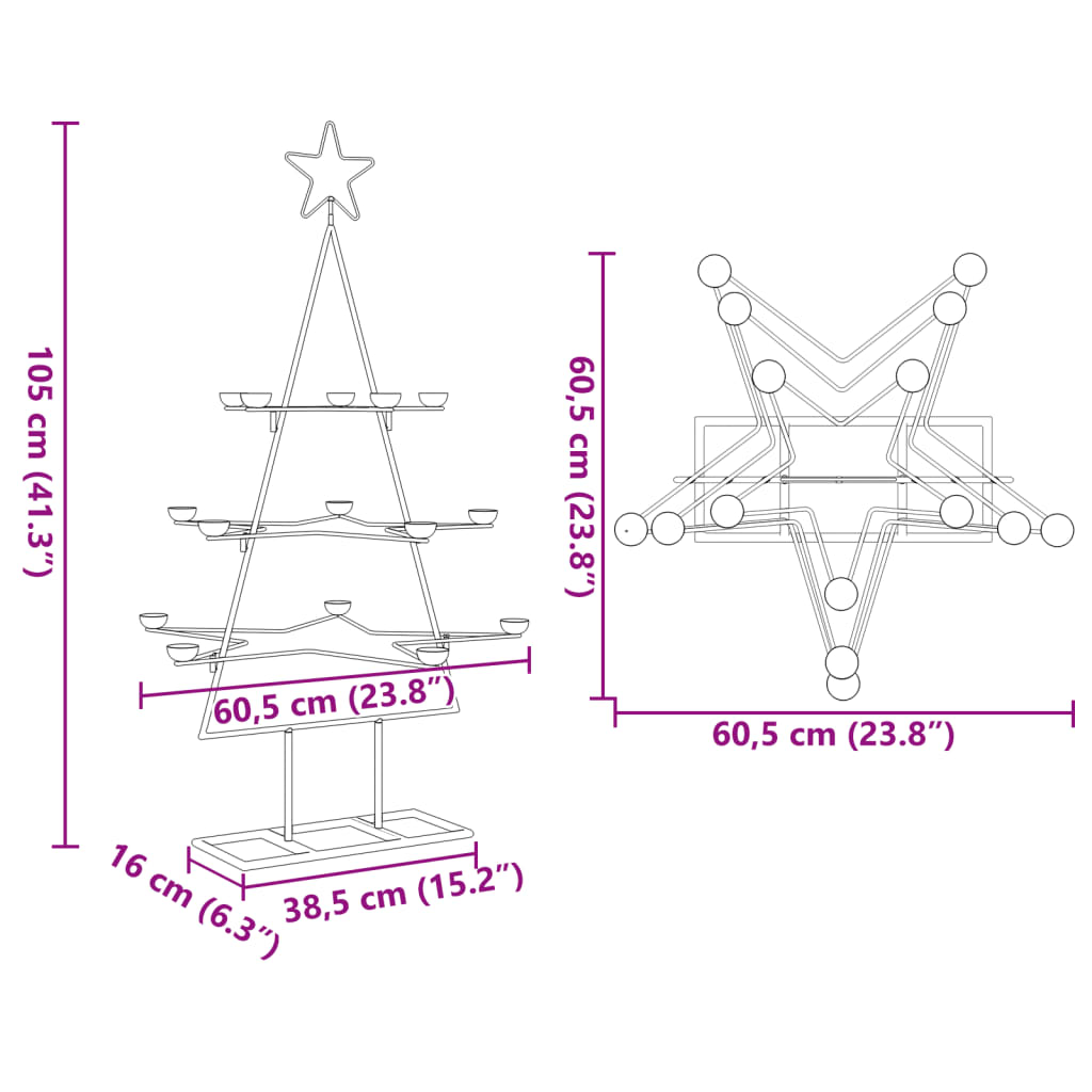 Metal Christmas Tree for Decoration Black 105 cm