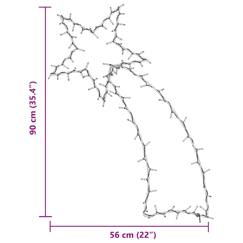 Christmas Lights Shooting Star Silhouette 115 LEDs Warm White