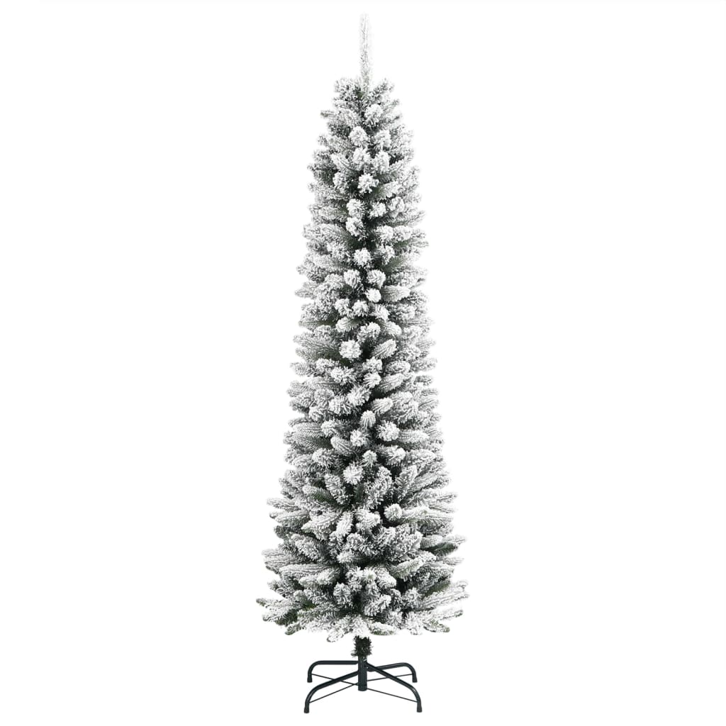 Artificial Slim Christmas Tree with Flocked Snow 120 cm PVC&PE