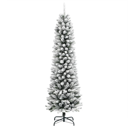 Artificial Slim Christmas Tree with Flocked Snow 180 cm PVC&PE