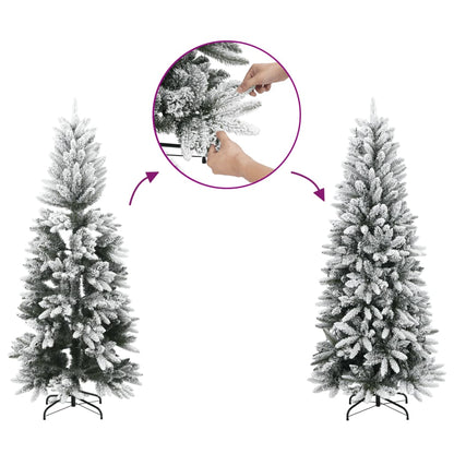 Artificial Slim Christmas Tree with Flocked Snow 210 cm PVC&PE