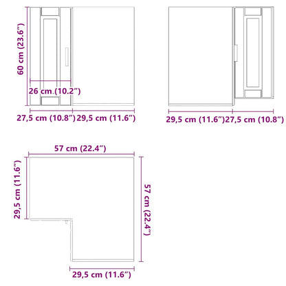 Kitchen Wall Corner Cabinet Porto High Gloss White Engineered Wood