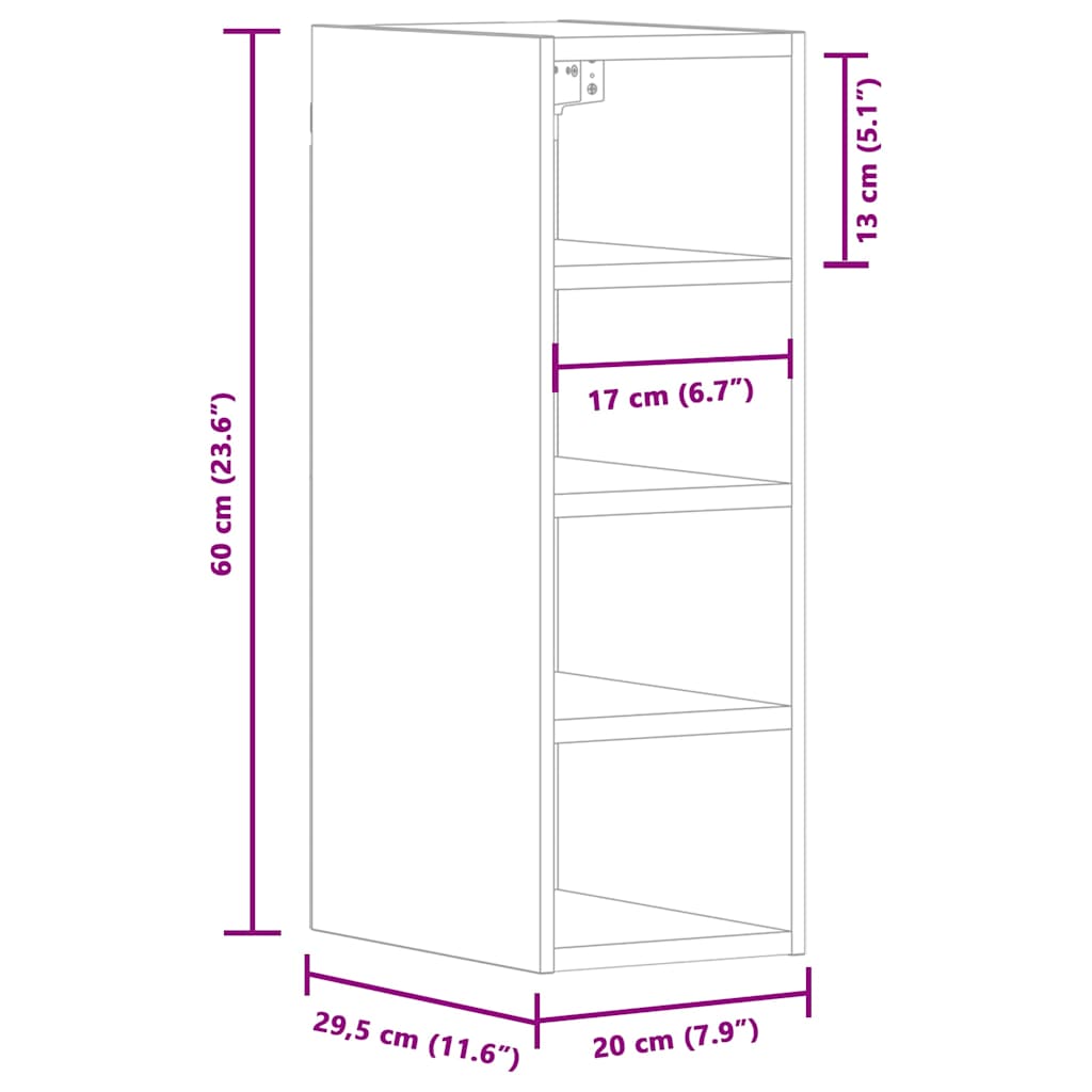 Hanging Cabinet Concrete Grey 20x29.5x60 cm Engineered Wood