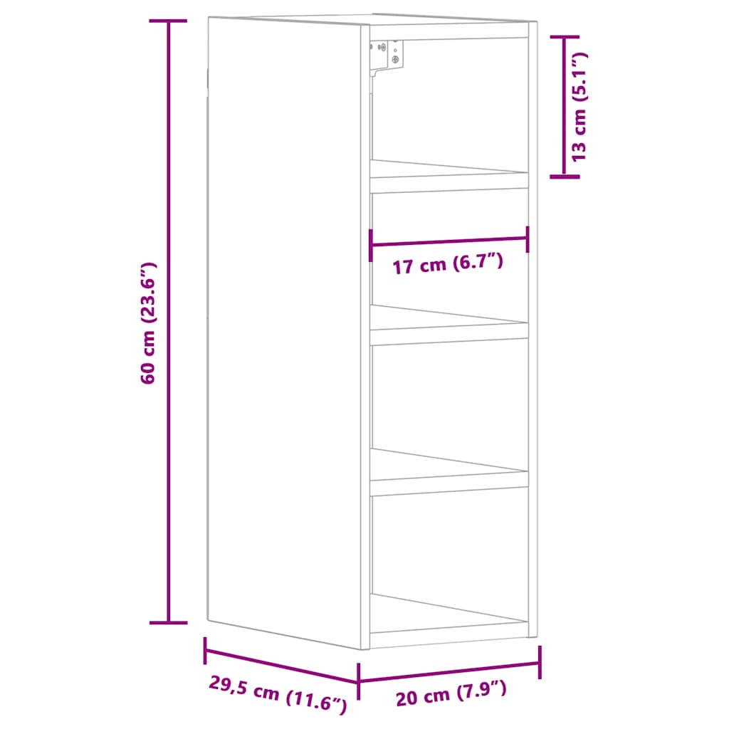 Hanging Cabinet Grey Sonoma 20x29.5x60 cm Engineered Wood