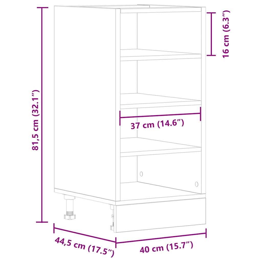 Bottom Cabinet White 40x44.5x81.5 cm Engineered Wood