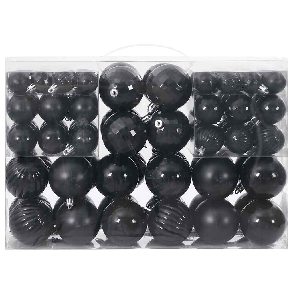 Christmas Baubles 100 pcs Black Ø3/4/6 cm