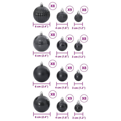 Christmas Baubles 100 pcs Black Ø3/4/6 cm