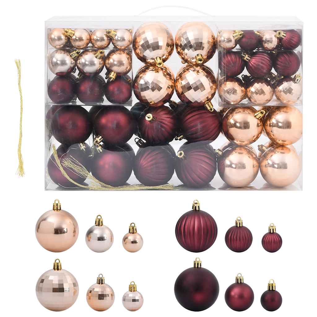 Christmas Baubles 100 pcs Champagne and Dark Brown Ø3/4/6 cm