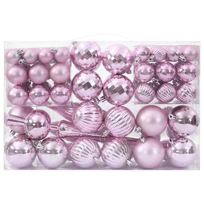 Christmas Baubles 98 pcs Pink Ø3/4/6 cm