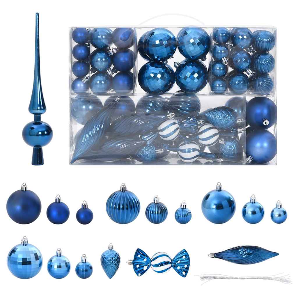 Christmas Baubles 98 pcs Blue Ø3/4/6 cm