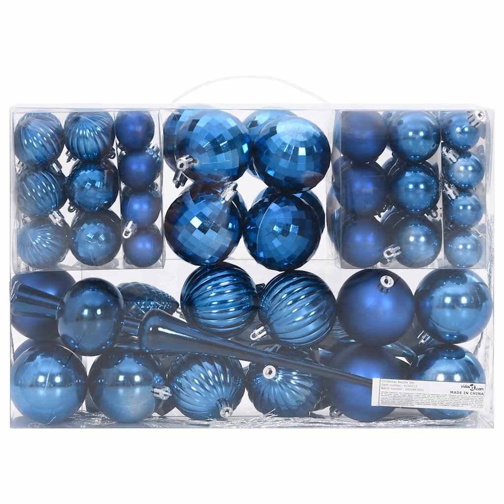 Christmas Baubles 98 pcs Blue Ø3/4/6 cm