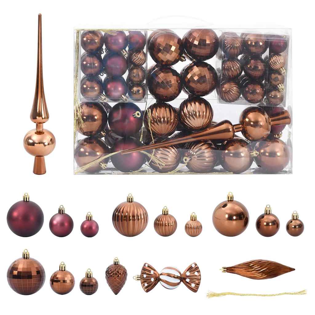 Christmas Baubles 98 pcs Brown Ø3/4/6 cm