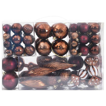 Christmas Baubles 98 pcs Brown Ø3/4/6 cm