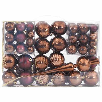 Christmas Baubles 98 pcs Brown Ø3/4/6 cm