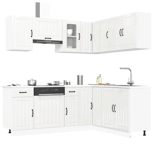 11 Piece Kitchen Cabinet Set Kalmar Gloss White Engineered Wood