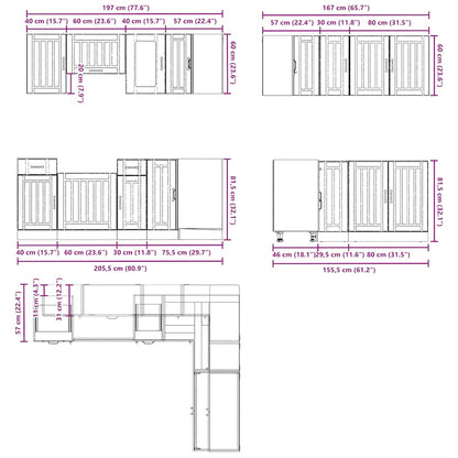 11 Piece Kitchen Cabinet Set Kalmar Concrete Grey Engineered Wood