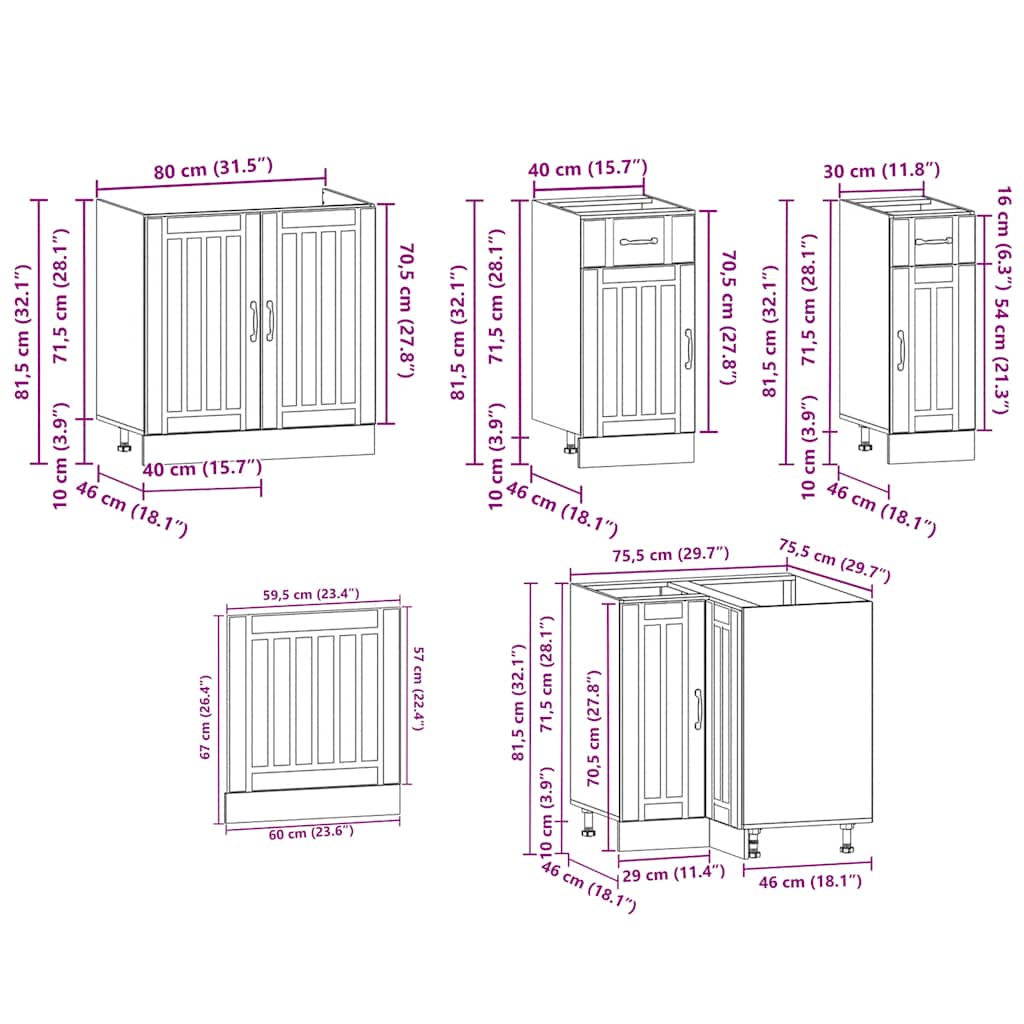 11 Piece Kitchen Cabinet Set Kalmar Grey Sonoma Engineered Wood