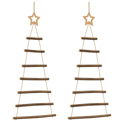 vidaXL Hanging Christmas Trees with Top Stars 2 pcs 42x90 cm Natural Branch