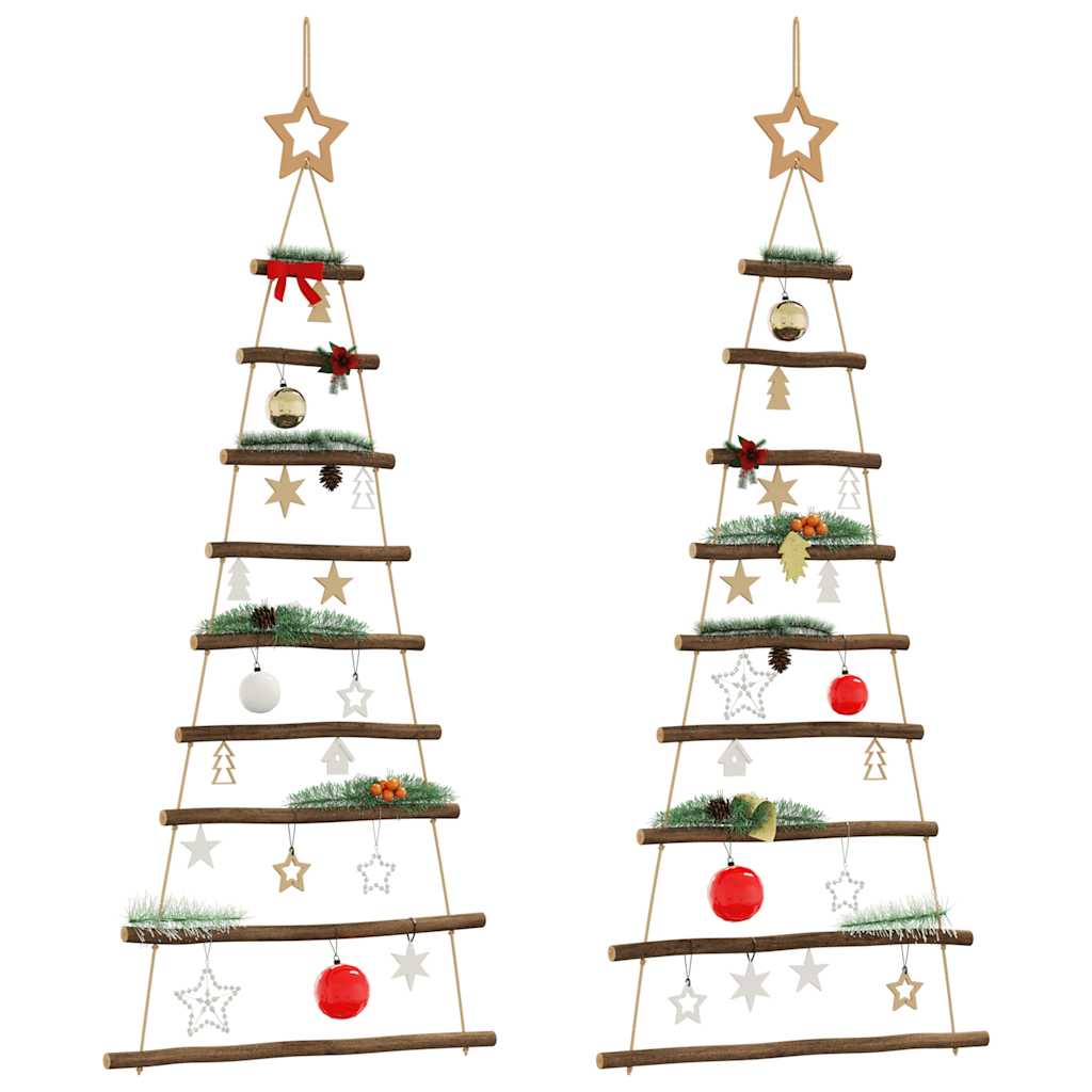 vidaXL Hanging Christmas Trees with Top Stars 2 pcs 55x120 cm Natural Branch