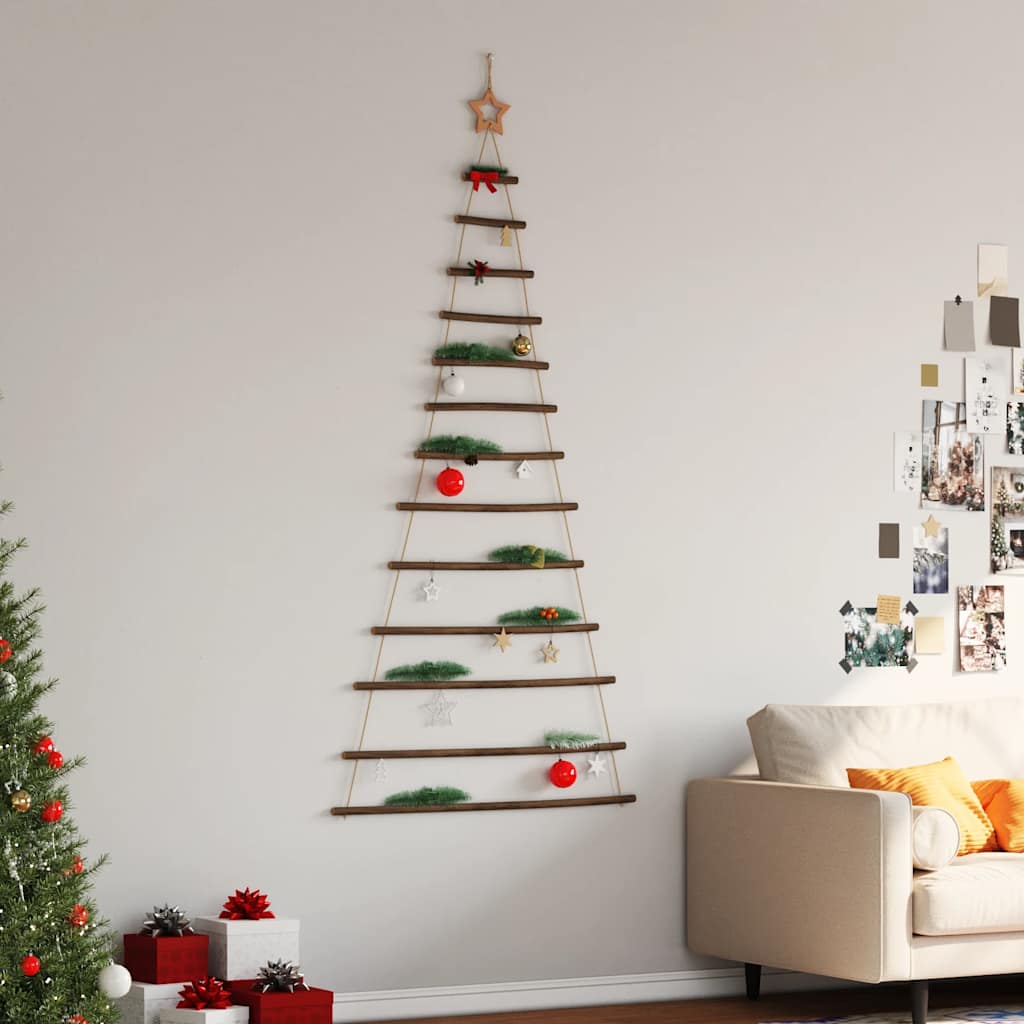 vidaXL Hanging Christmas Tree with Top Star 86x180 cm Natural Branch