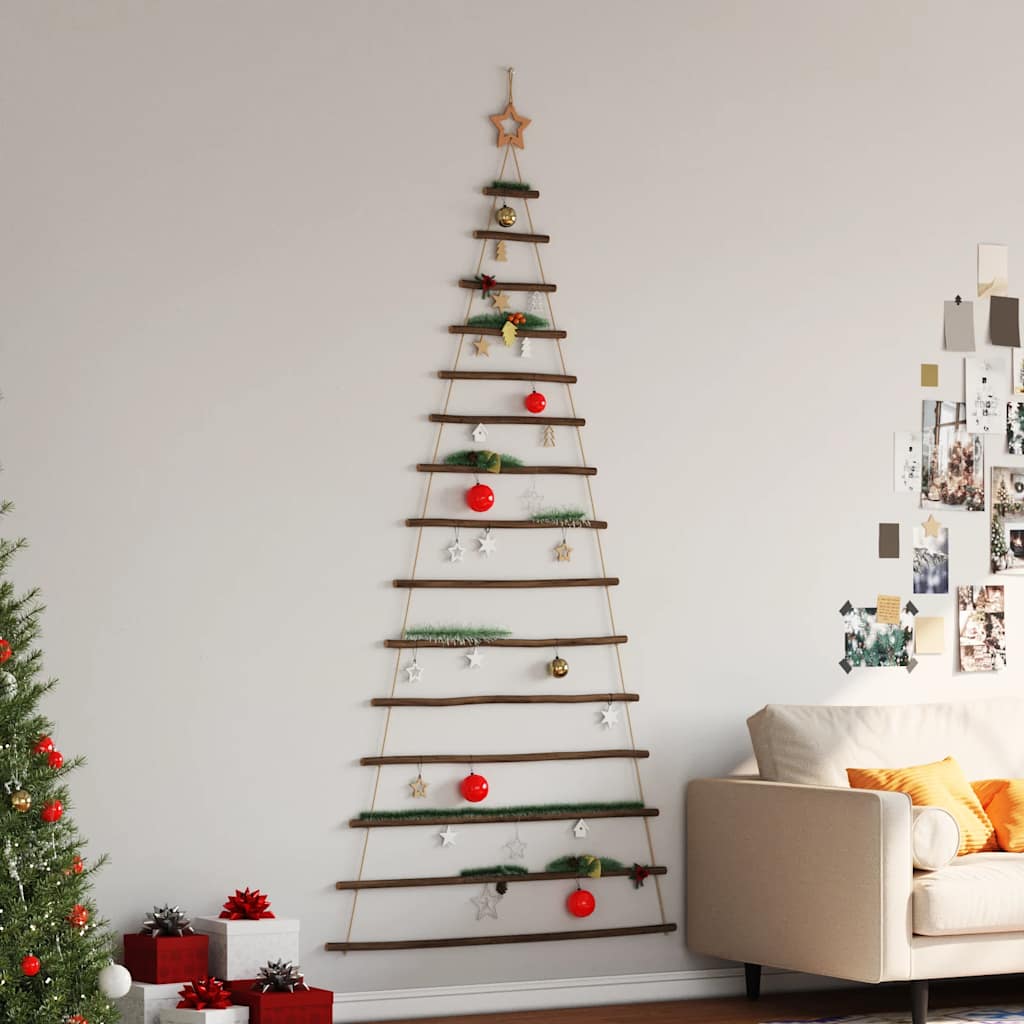 vidaXL Hanging Christmas Tree with Top Star 100x210 cm Natural Branch