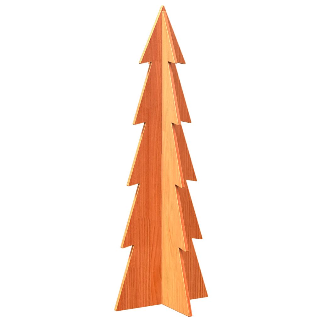 Wooden Christmas Tree for Decoration Wax Brown 112 cm Solid Wood Pine