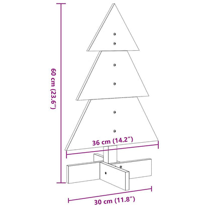 Wooden Christmas Tree for Decoration White 60 cm Solid Wood Pine