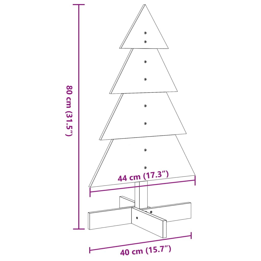 Wooden Christmas Tree for Decoration 80 cm Solid Wood Pine