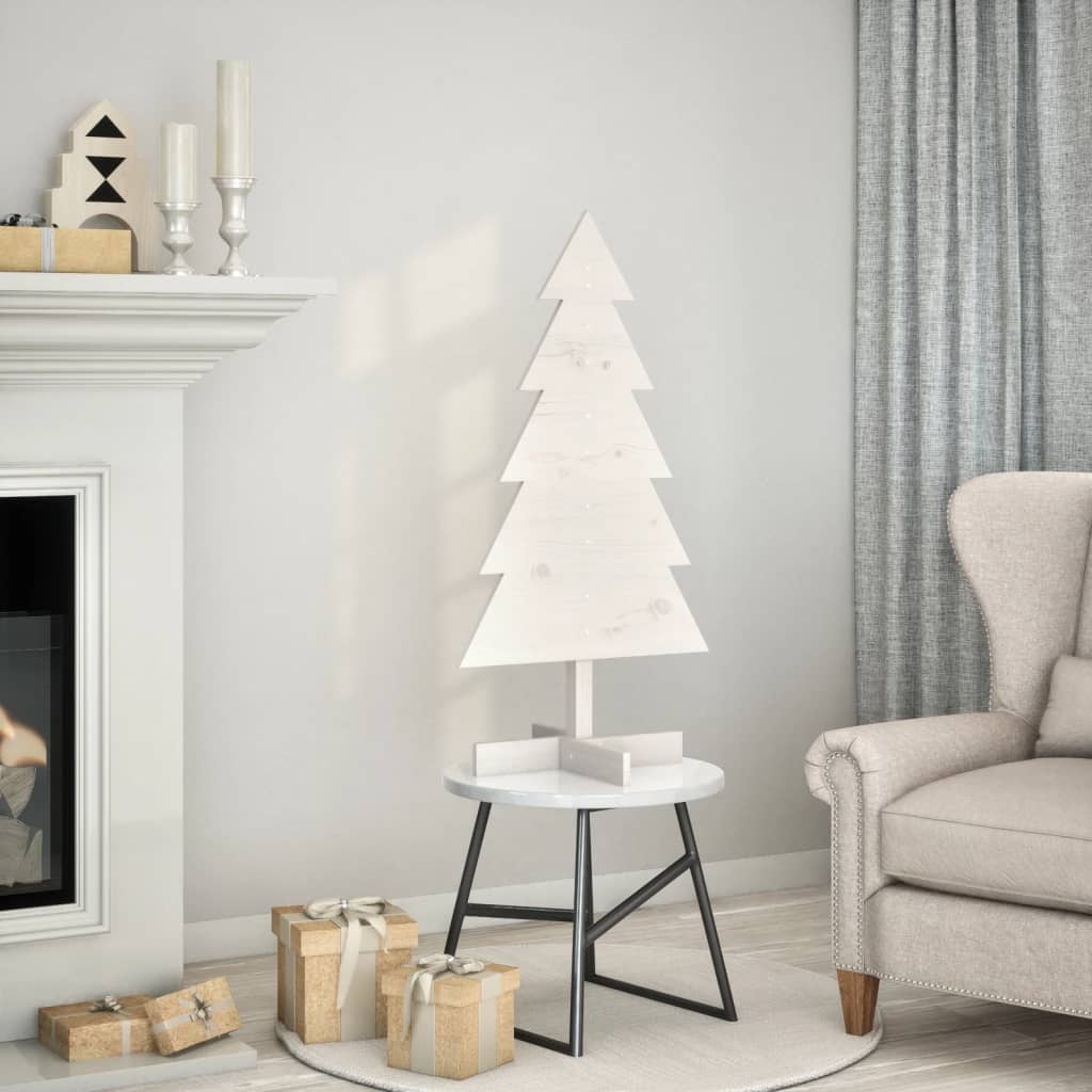 Wooden Christmas Tree for Decoration White 100 cm Solid Wood Pine