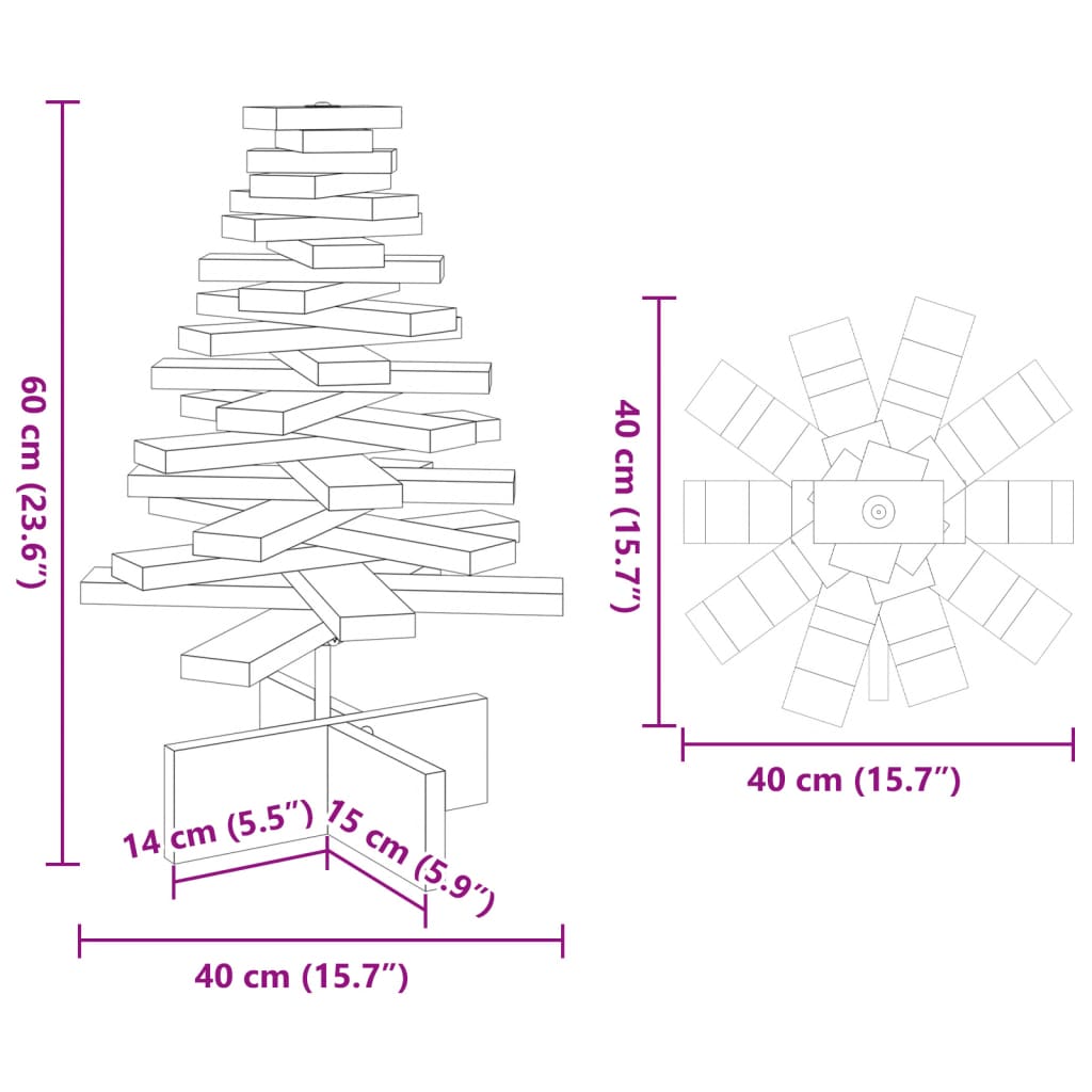 Wooden Christmas Tree for Decoration 60 cm Solid Wood Pine