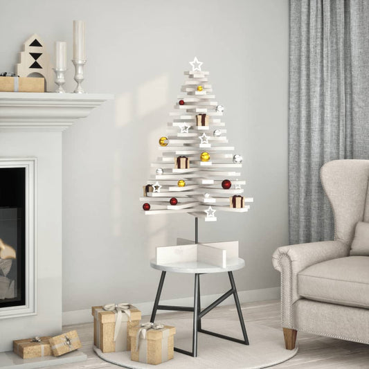 Wooden Christmas Tree for Decoration White 100 cm Solid Wood Pine